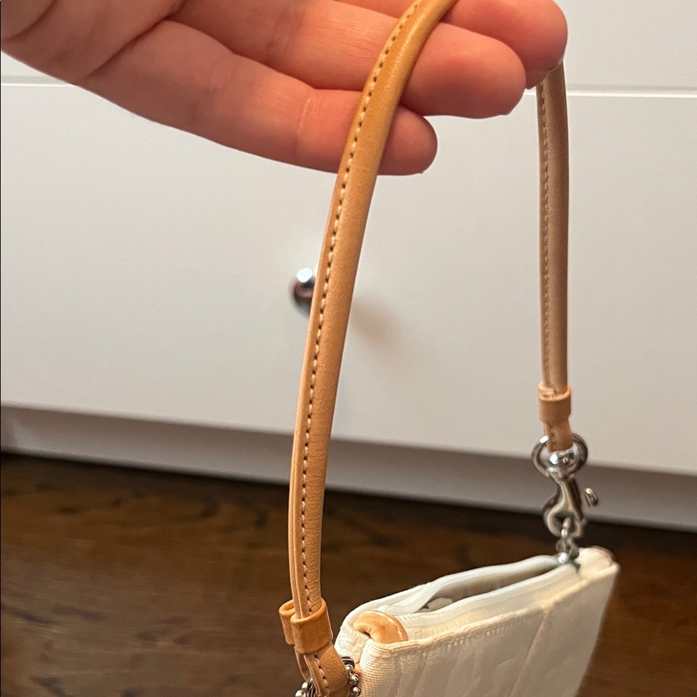 White Coach Signature Wristlet with Tan Strap - Picture 9 of 10